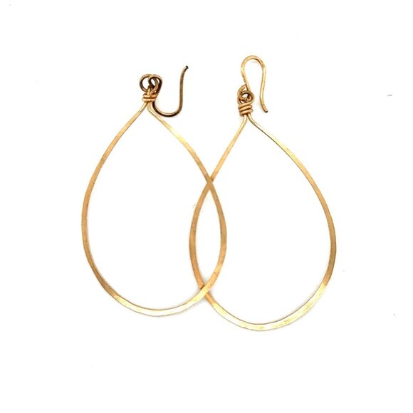 Teardrop Shaped Gold Dangle Earrings - Picture 1 of 4